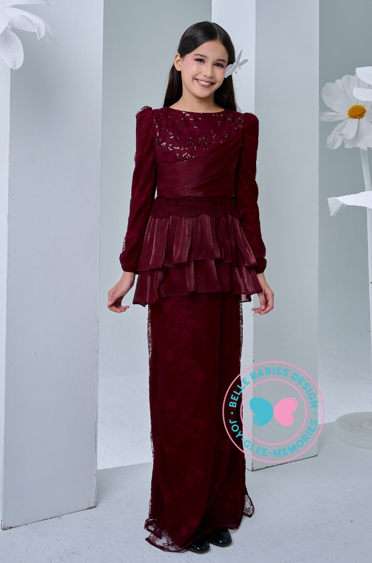 2026 : BBD 'Saera' Sequin Tiered Kurung (Deep Maroon) – BBD Lifestyle Group  Sdn Bhd (1334704-H)