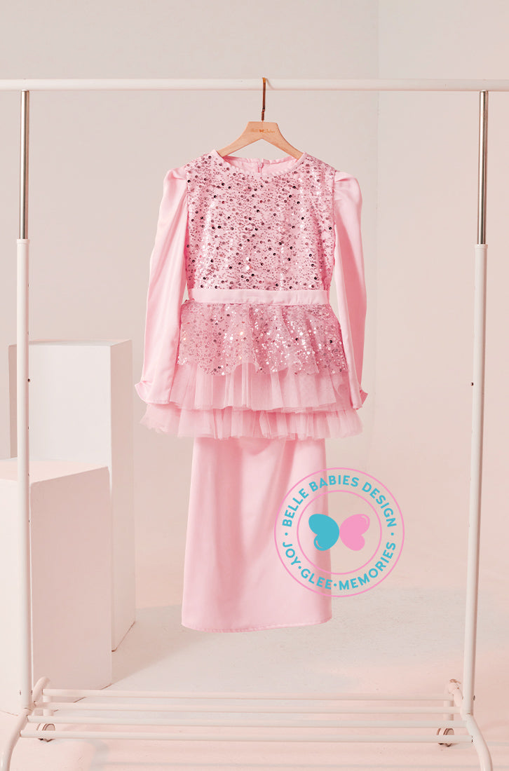 Timeless Charm 2024: Tiered Sequin Kurung  - Soft Pink