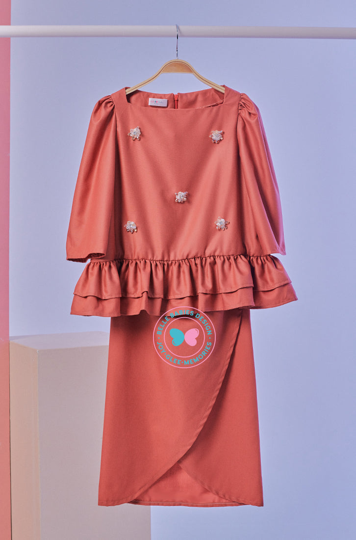 BBD Modern Kurung Ruffles - Burnt Orange