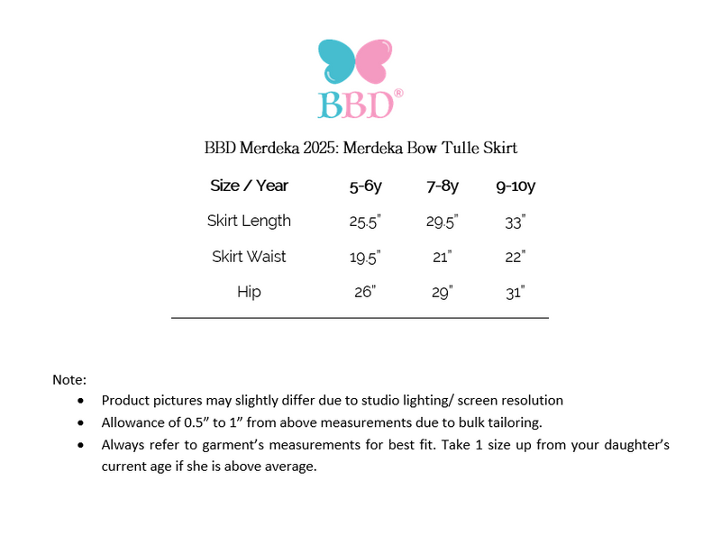 (PRE ORDER) BBD Merdeka 2025: Merdeka Bow Tulle Skirt (Blue)