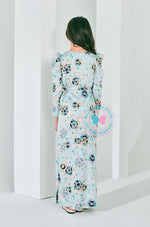 (As-is) BBD Puff Printed Kurung (Blue Sakura)