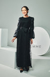 FEMME : Organza Sleeve Long Dress (Black)