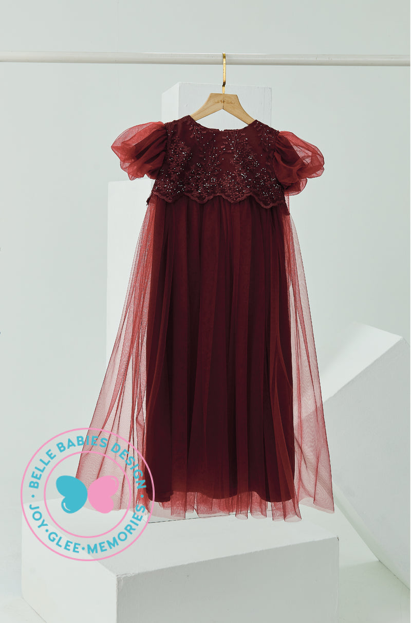 BBD Wedding & Celebration: Tulle Lace Dress - Maroon