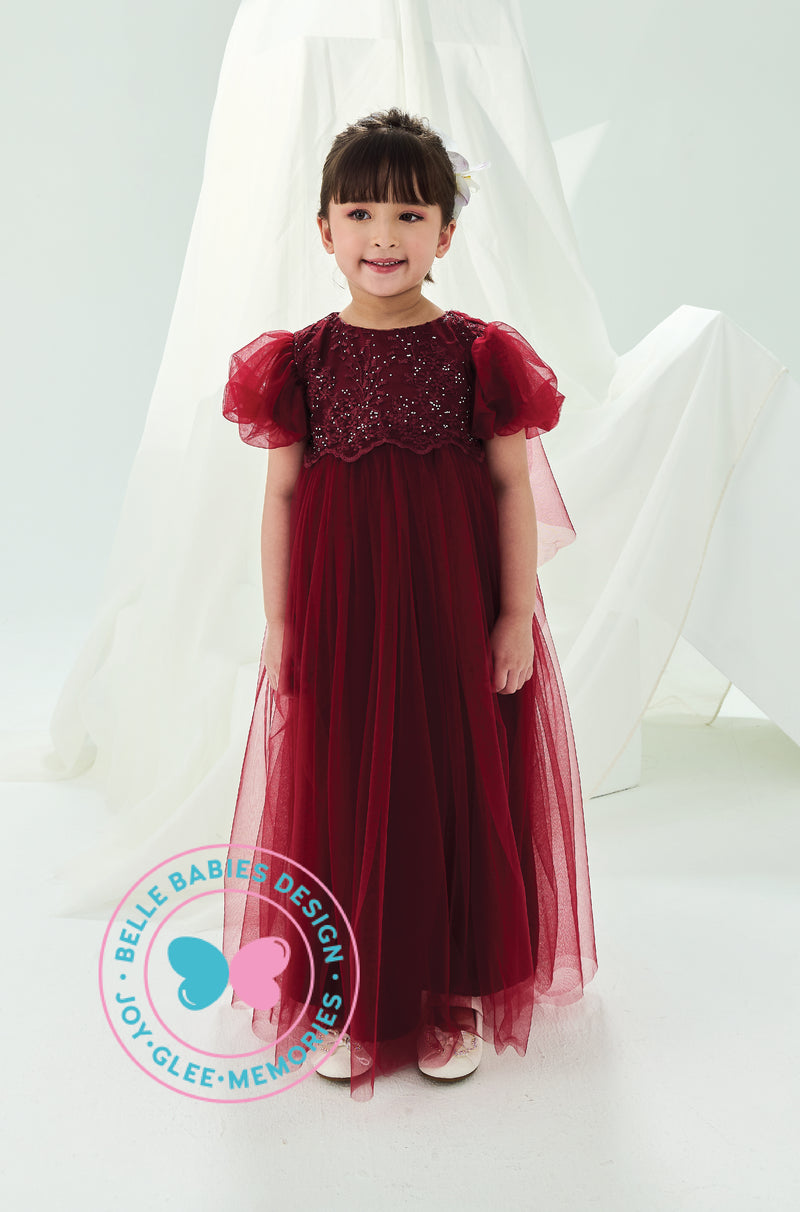 BBD Wedding & Celebration: Tulle Lace Dress - Maroon