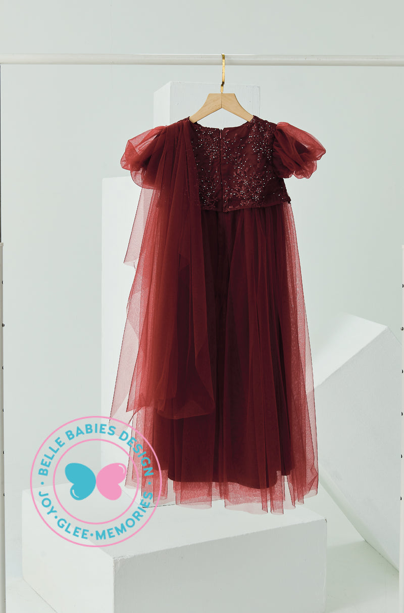 BBD Wedding & Celebration: Tulle Lace Dress - Maroon