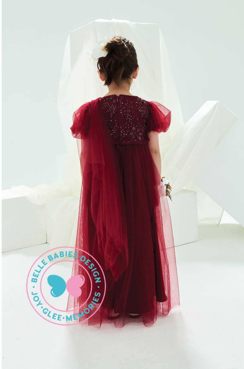 BBD Wedding & Celebration: Tulle Lace Dress - Maroon