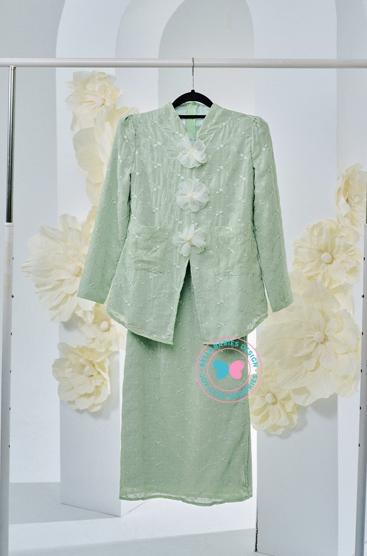 The Golden Chapter:  BBD Kebaya Embroidery (Light Green)