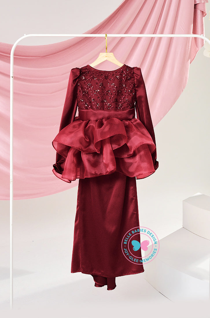 The Golden Chapter:  BBD Damia Sequin Kurung (Deep Maroon Burgundy)