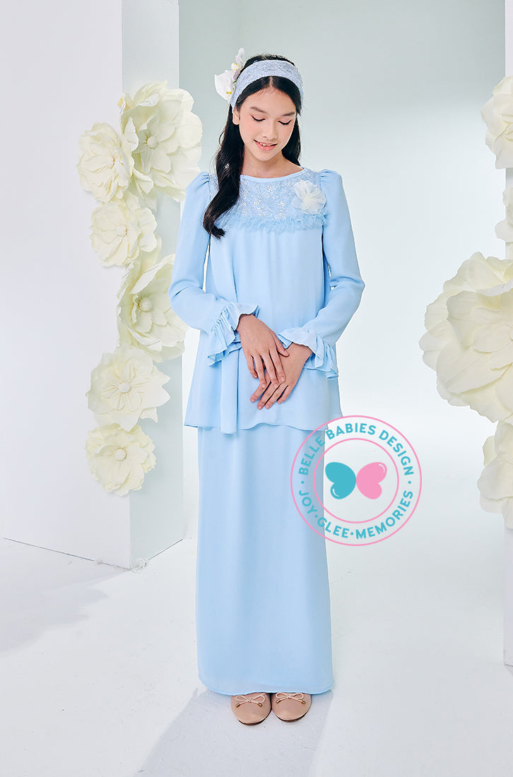The Golden Chapter:BBD Demure Modern Kurung (Ice Blue)