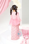 The Golden Chapter:  BBD Lace Glittered Peplum Kurung (Soft Pink)