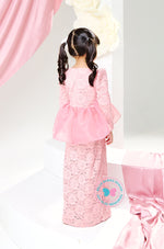 The Golden Chapter:  BBD Lace Glittered Peplum Kurung (Soft Pink)