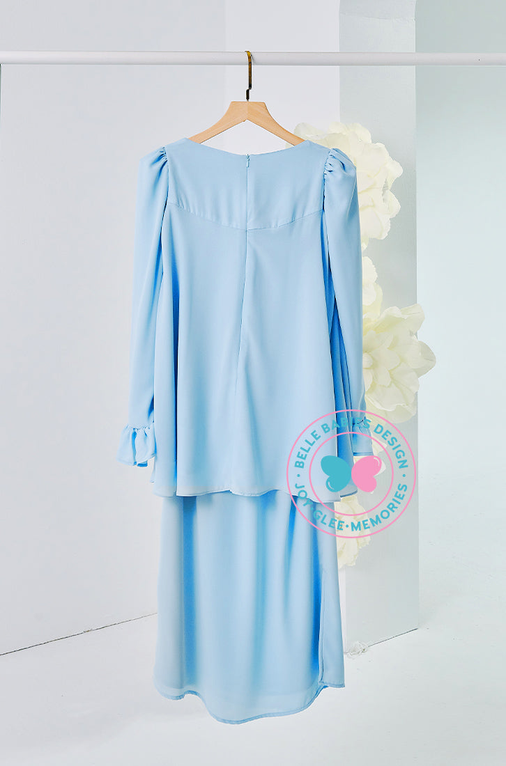 The Golden Chapter:BBD Demure Modern Kurung (Ice Blue)