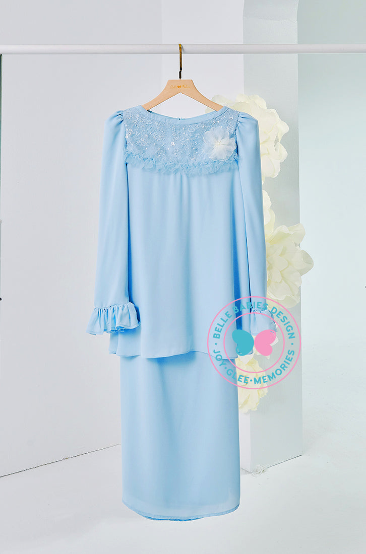 The Golden Chapter:BBD Demure Modern Kurung (Ice Blue)