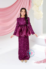 The Golden Chapter:  BBD Lace Glittered Peplum Kurung (Deep Plum)