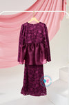 The Golden Chapter:  BBD Lace Glittered Peplum Kurung (Deep Plum)