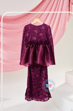 The Golden Chapter:  BBD Lace Glittered Peplum Kurung (Deep Plum)