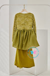 (As-Is)Timeless Charm 2024: Modern Pleated Peplum Kurung (Olive)