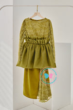 (As-Is)Timeless Charm 2024: Modern Pleated Peplum Kurung (Olive)