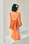 (As-Is)Timeless Charm 2024: Modern Pleated Peplum Kurung (Orange)