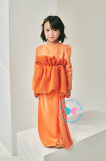 (As-Is)Timeless Charm 2024: Modern Pleated Peplum Kurung (Orange)