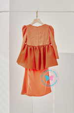 (As-Is)Timeless Charm 2024: Modern Pleated Peplum Kurung (Orange)