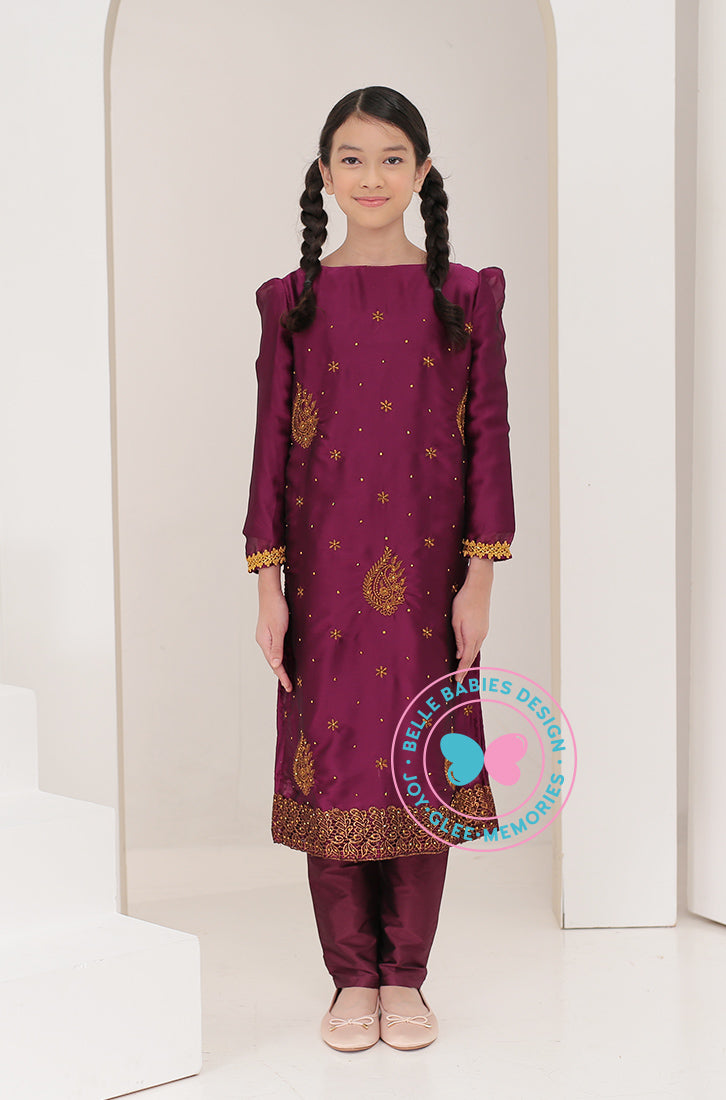 Diwali Embroidered Trouser Suit (Purple Plum)