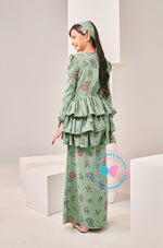 Timeless Charm 2024: Printed Frill Kurung -  Sage Green