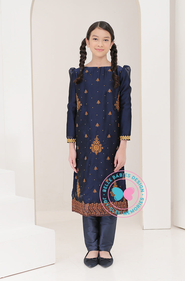 Diwali Embroidered Trouser Suit (Navy Blue/Motif B)