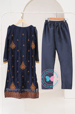 Diwali Embroidered Trouser Suit (Navy Blue/Motif B)