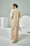 FEMME : Organza Sleeve Long Dress (Nude Brown)