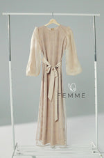 FEMME : Organza Sleeve Long Dress (Nude Brown)