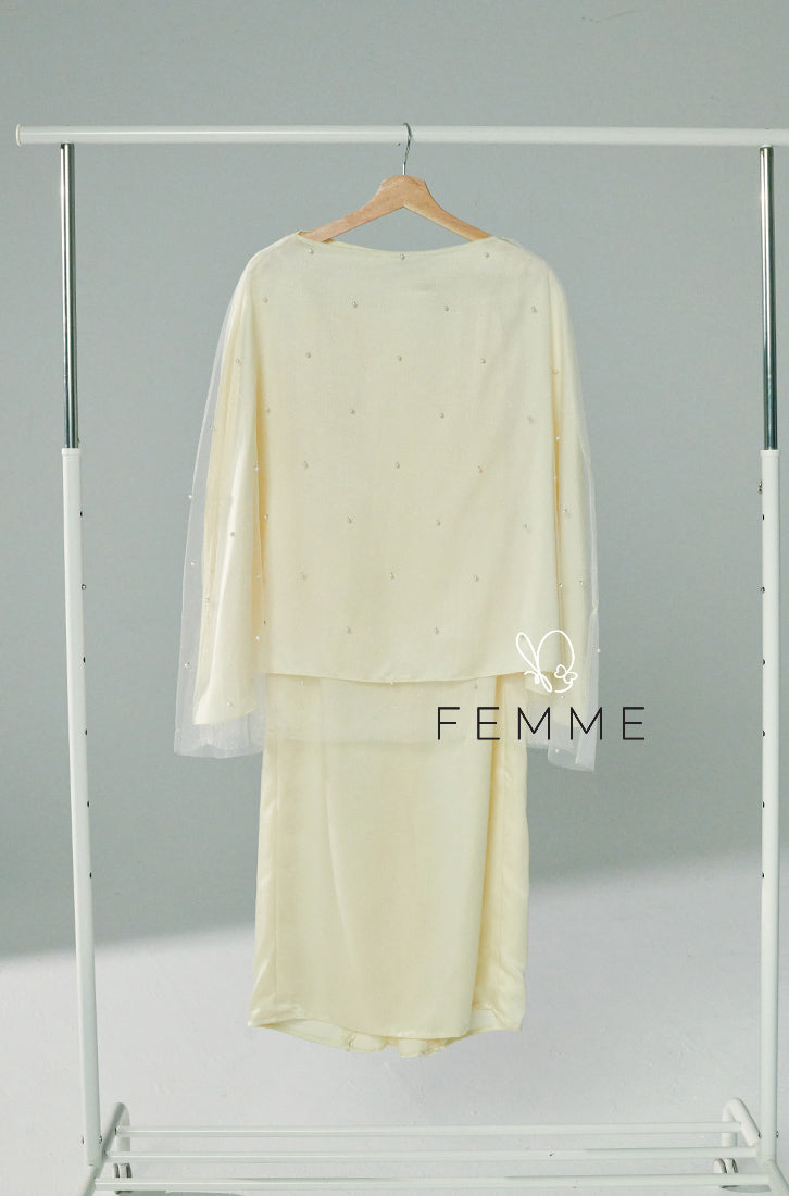 FEMME : Sparkle Kurung (Cream Yellow)