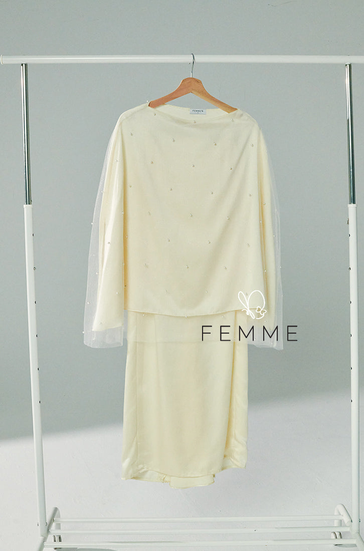 FEMME : Sparkle Kurung (Cream Yellow)