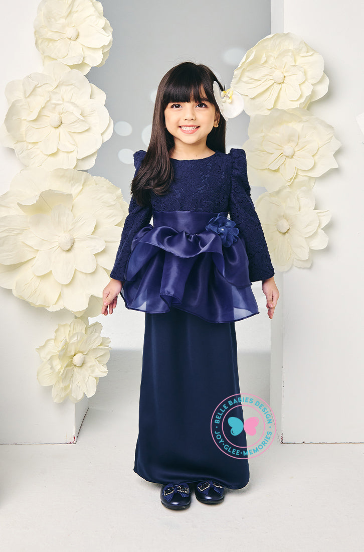 The Golden Chapter:  BBD Rinna Lace Tiered Kurung (Navy Blue)
