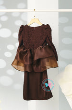 The Golden Chapter:  BBD Rinna Lace Tiered Kurung (Deep Rich Brown)