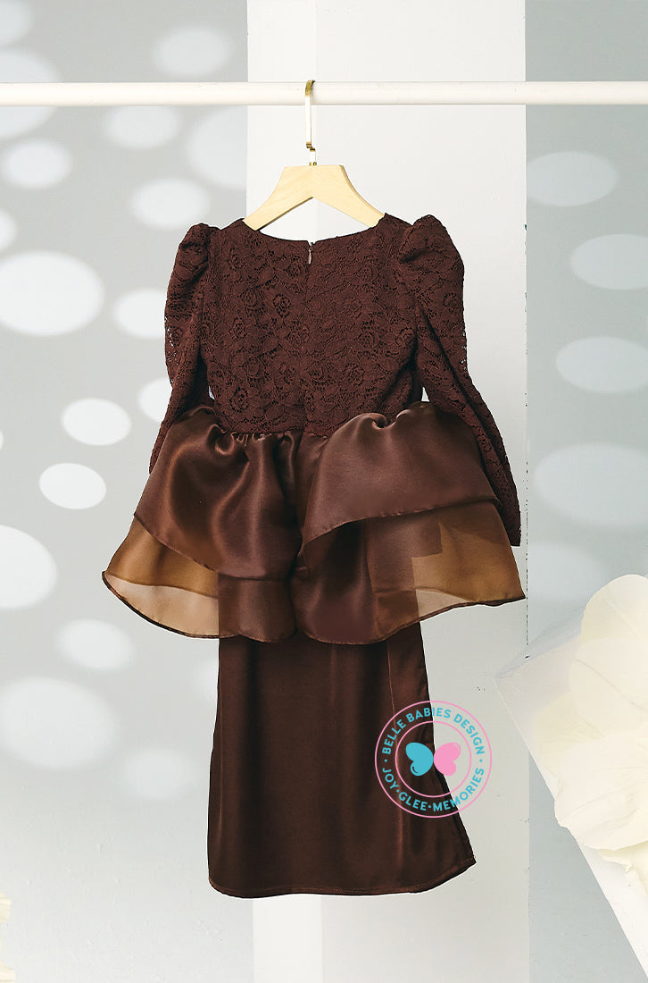 The Golden Chapter:  BBD Rinna Lace Tiered Kurung (Deep Rich Brown)