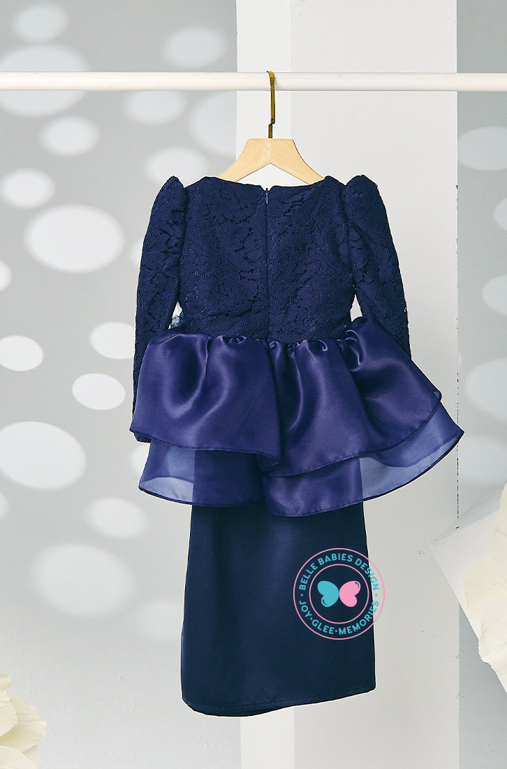 The Golden Chapter:  BBD Rinna Lace Tiered Kurung (Navy Blue)
