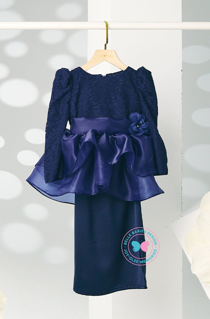 The Golden Chapter:  BBD Rinna Lace Tiered Kurung (Navy Blue)