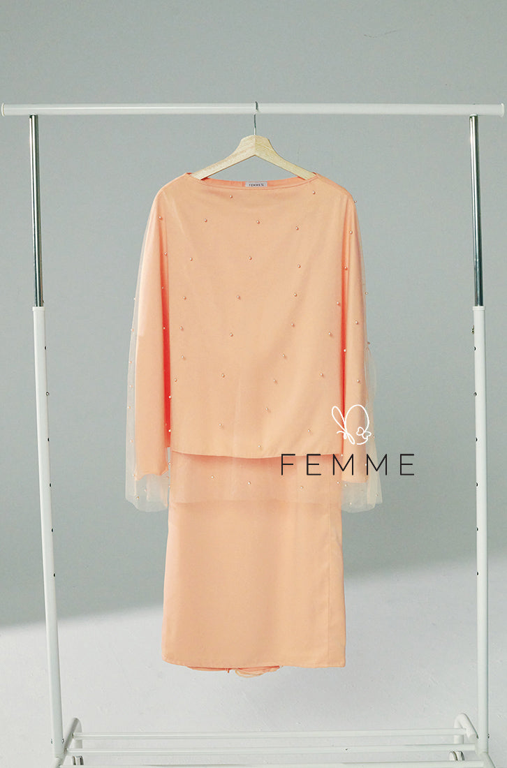 FEMME : Sparkle Kurung (Orange Peach)