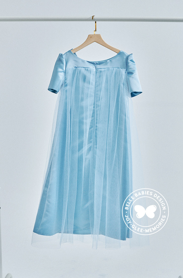 (Ready Stock) BBD Big Bow Dress (Dusty Blue)