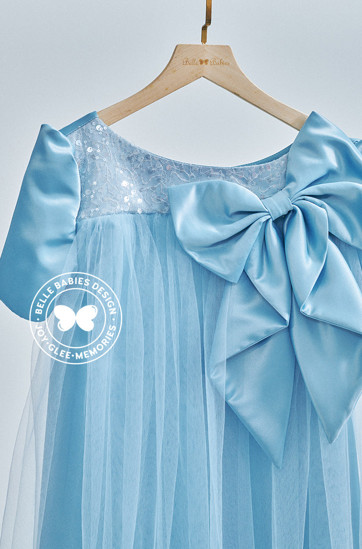 (Ready Stock) BBD Big Bow Dress (Dusty Blue)