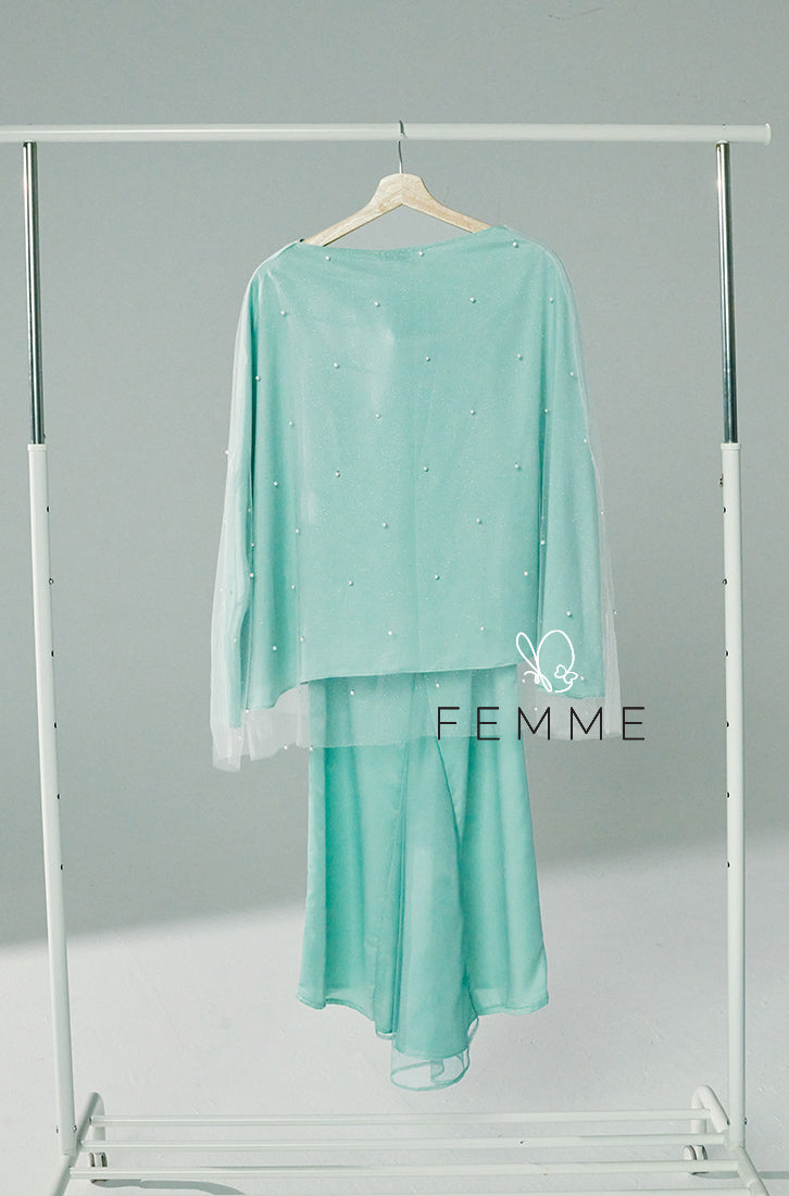 FEMME : Sparkle Kurung (Aqua Green)