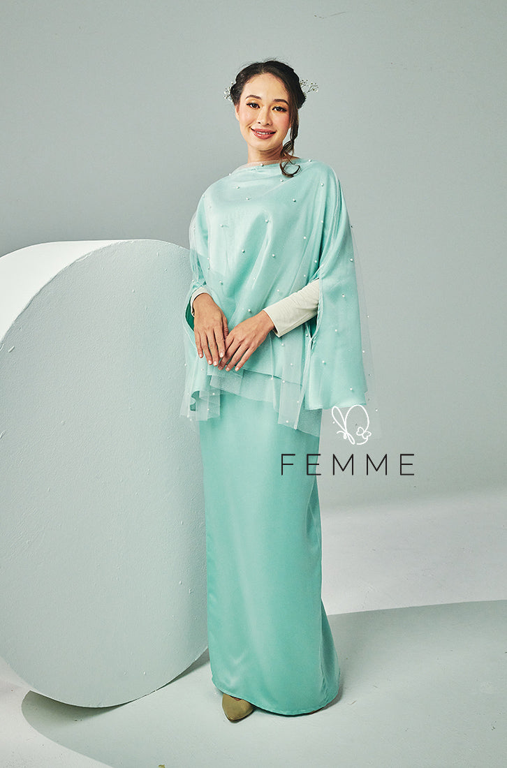 FEMME : Sparkle Kurung (Aqua Green)