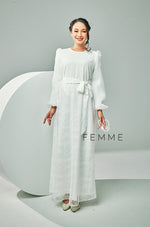 (As-is) FEMME : Organza Sleeve Long Dress (Off White)
