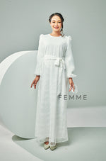 FEMME : Organza Sleeve Long Dress (Off White)