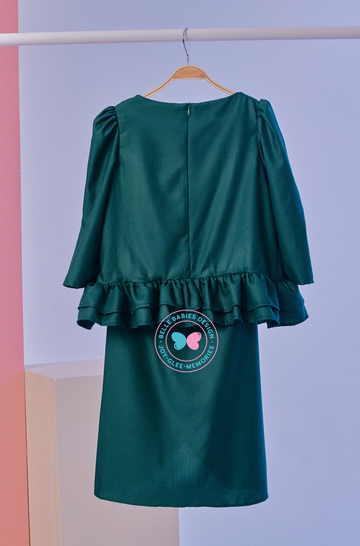 BBD Modern Kurung Ruffles - Emerald Green