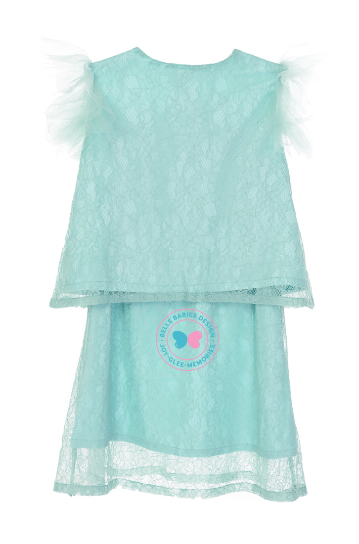 Whimsical Raya 2022- Lace & Ruffle Midi Set (2-piece) - Mint Green