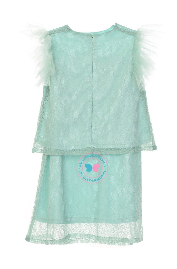 Whimsical Raya 2022- Lace & Ruffle Midi Set (2-piece) - Mint Green