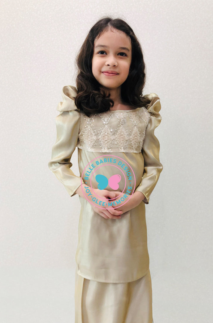 Glimmer Puff Kurung - Gold Nude