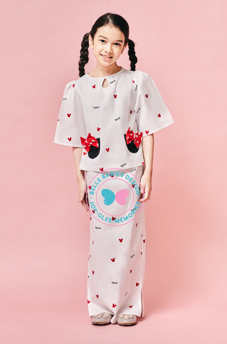 BBD x Disney - Minnie Mouse Kurung Kedah - White